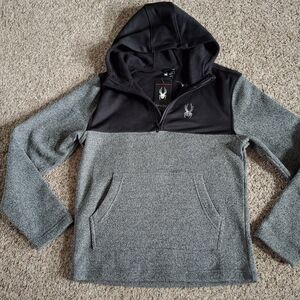Spyder Two-Tone Black and Gray Pullover Hoodie Mens Small New With Tags
